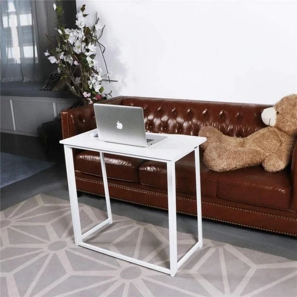 Foldable Writing Desk Metal MDF Compact Home Office Table Multi-Color