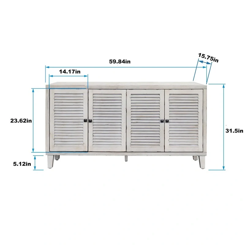 4-Door Shutter Sideboard Buffet Cabinet