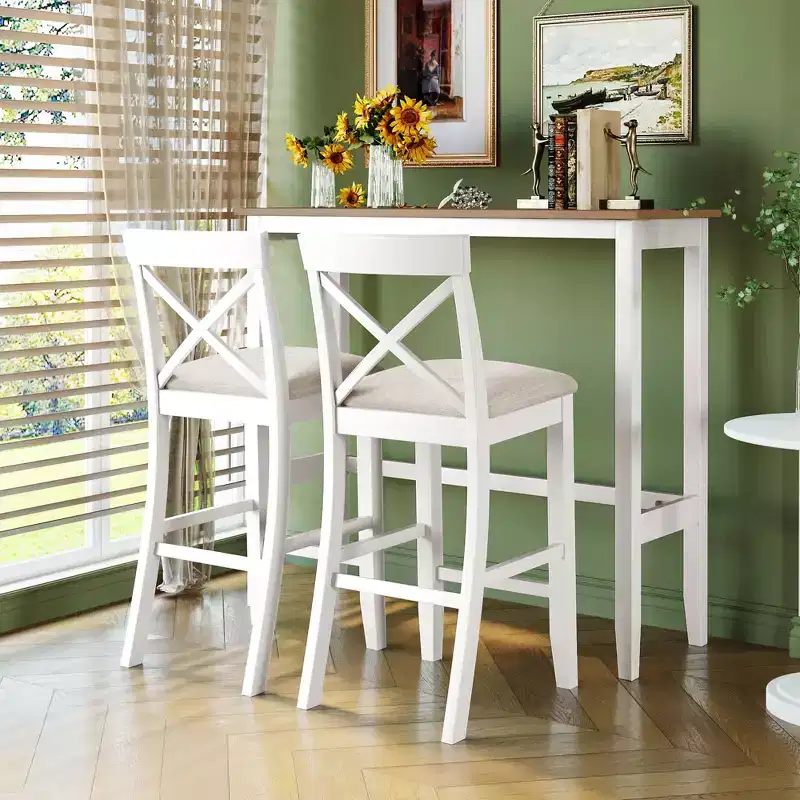 Whisen Farmhouse 48 Wood Dining Set with 2 Chairs