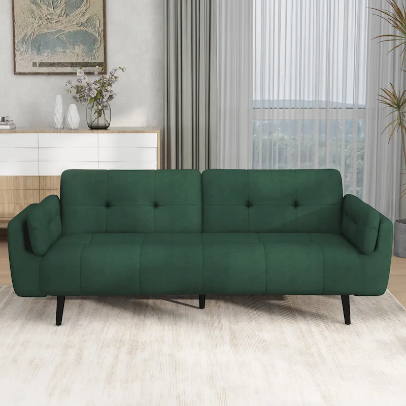 Tufted Polyester Futon Sofa Reclining Couch Sleeper Loveseat Multi-Color