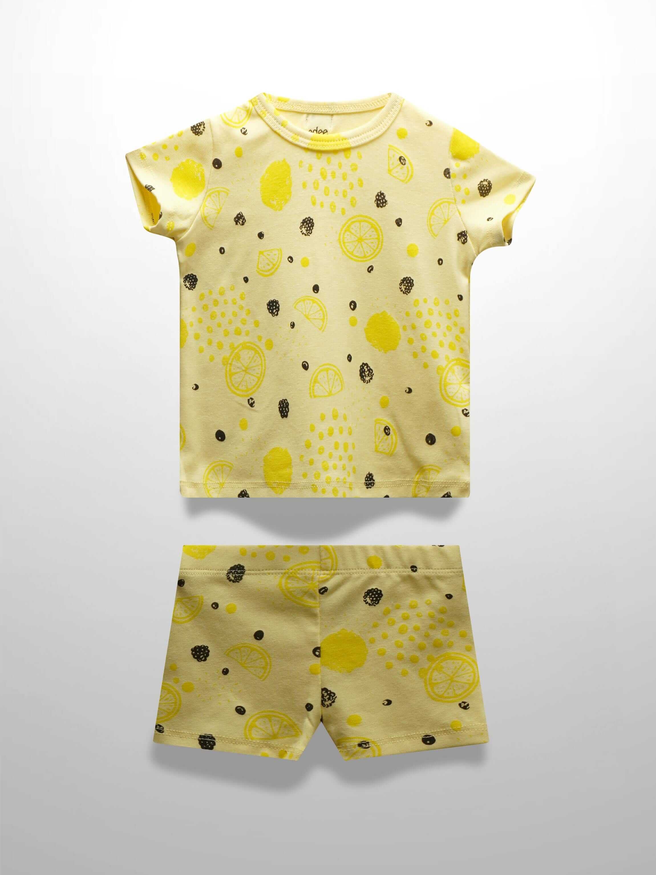 Lemon Print T-Shirt and Shorts Set for Baby Boys