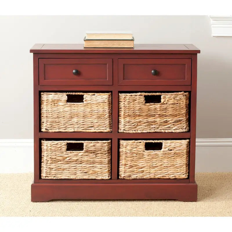 SAFAVIEH Ardelia Red 6-Drawer Storage Unit (Fully Assembled) - 30Wx13Dx26H