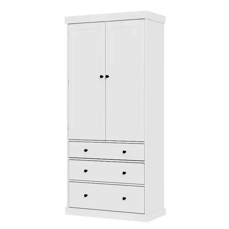 sumyeg 77 Freestanding Tall Kitchen Pantry Cabinet with Drawers and Adjustable Door Shelves