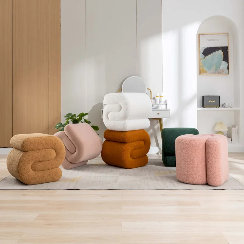 Modern S-shape Ottoman Makeup Stool Footstool for Living Room,Bedroom
