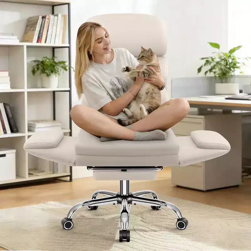 COOLHUT Big and Tall Executive Office Chair with Flip-Up Arms, Reclining Office Chair with Headrest, Adjustable Height