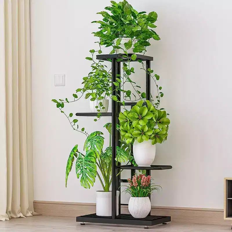 Modern Metal Plant Stand, Corner Display Shelf, Space-Saving Flower Pot Rack, Tiered Flower Pot Holder & Organizer, for Living Room, Balcony