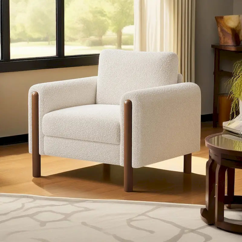 Maloa Upholstered Oversized Teddy Accent Chair with Walnut Legs by Christopher Knight Home