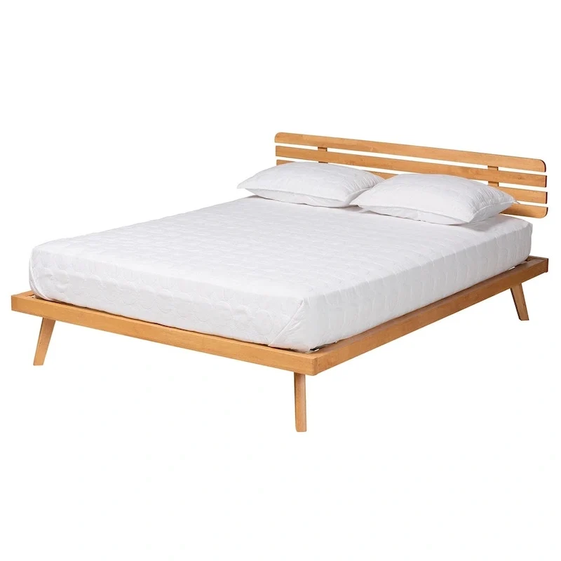 Rustic Brown Finished Wood Platform Bed