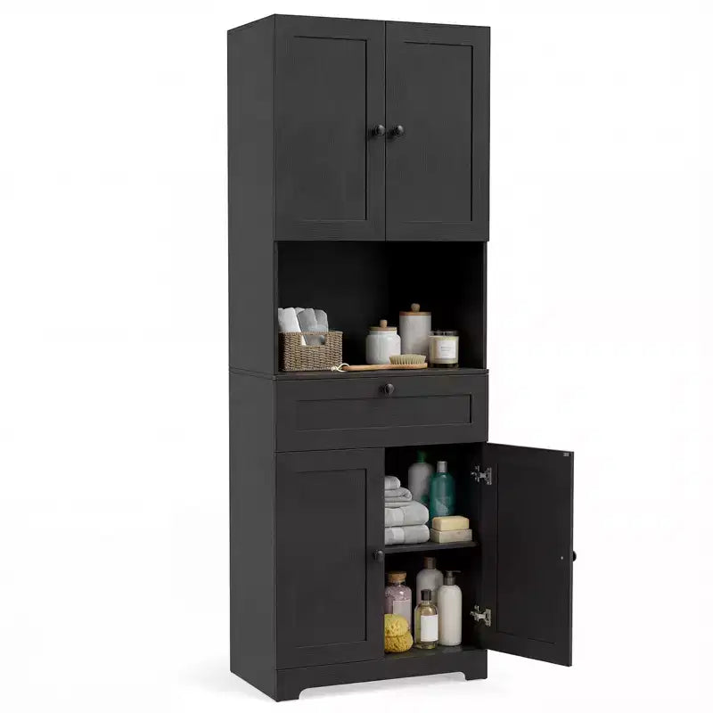 67.5'' Kitchen Pantry Cabinet w/4 Doors 1 Drawer Open Countertop Adjustable Shelf