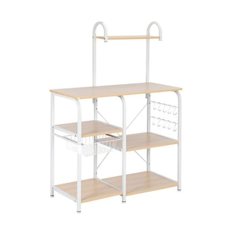 Kitchen Bakers Rack Utility Storage Shelf 4-Tier Shelf for Spice Rack Organizer Workstation with 10 Hooks
