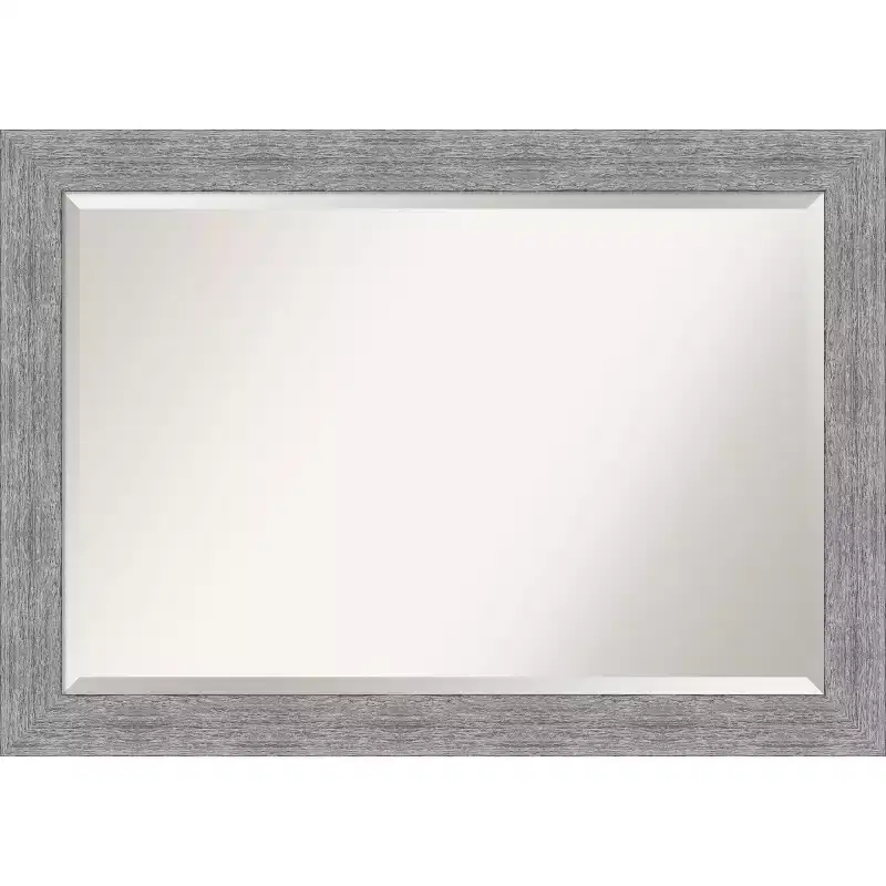 Amanti Art 41x29 Bark Rustic Framed Wall Mirror Gray: Beveled, No Assembly Required