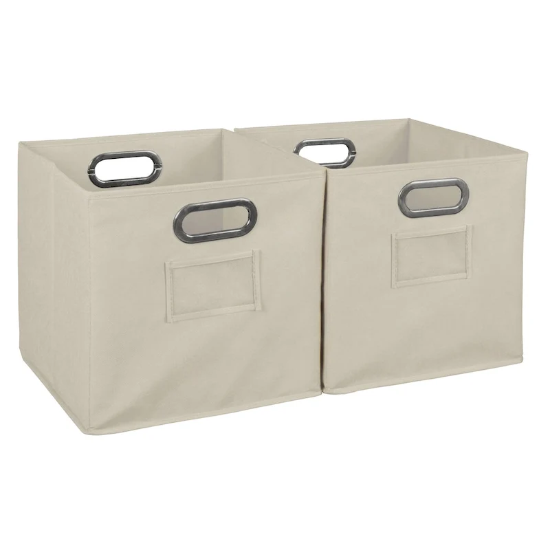 Set of 2 Foldable Fabric Storage Bins - Natural