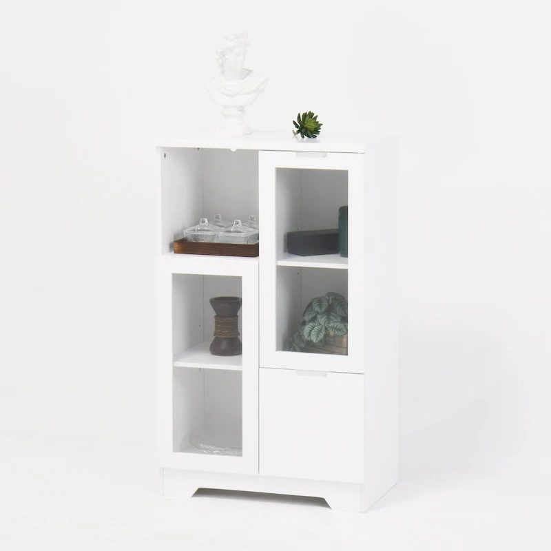 Wooden Floor Cabinet with 2 Glass Doors