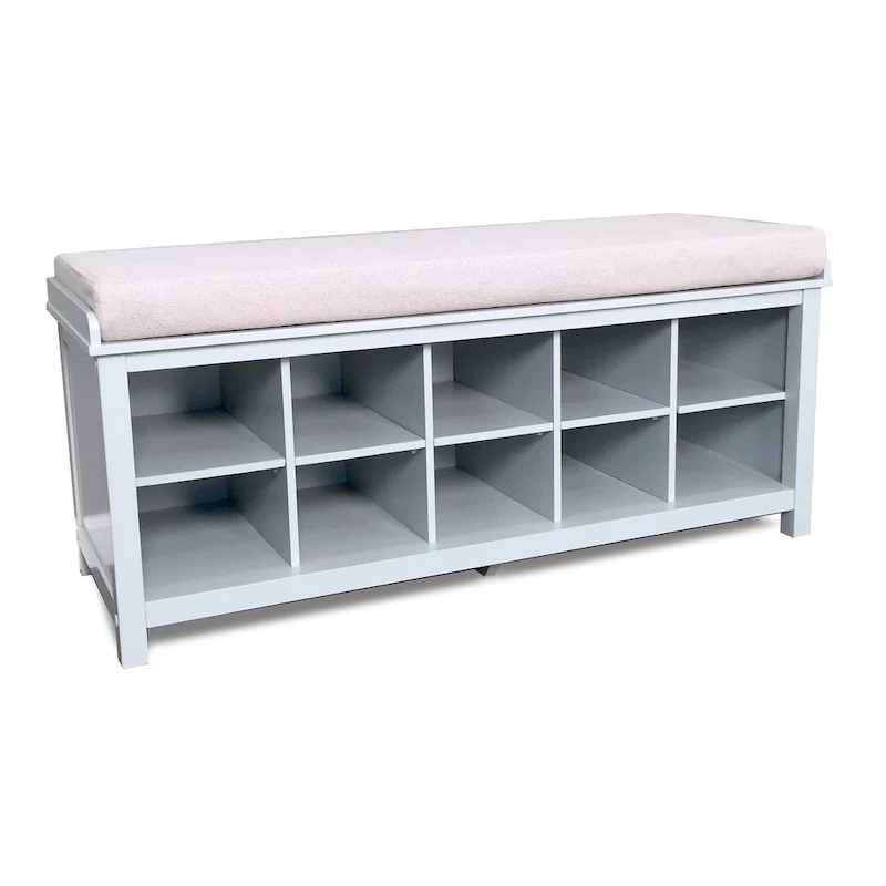 Solid Wood Shoe Storage Bench, Grey