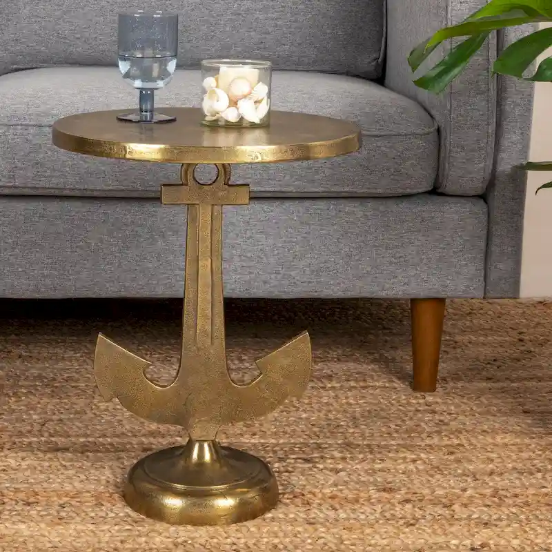 Gold Cast Iron Accent Table, 1-Person, 15