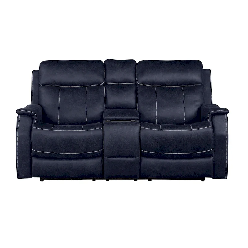 Faux Leather Power Reclining Console Loveseat