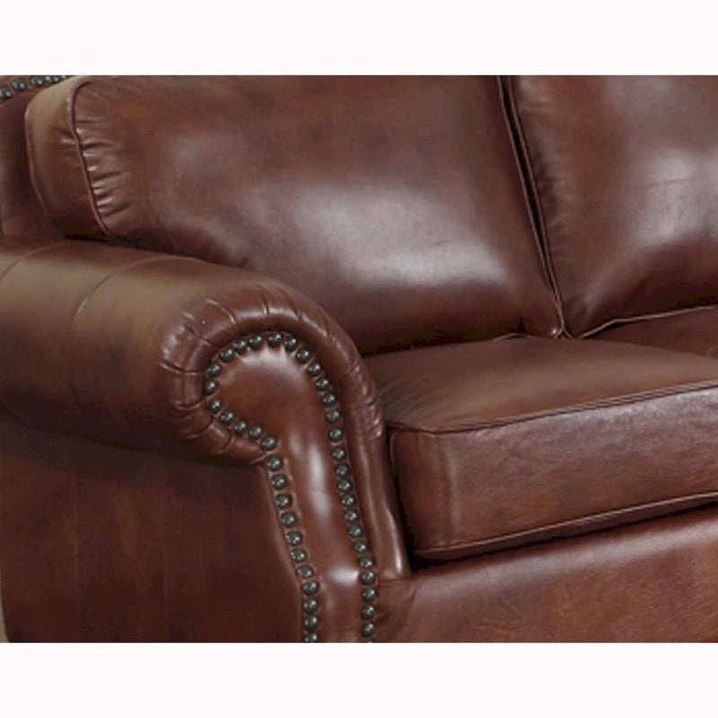 Brandon Distressed Whiskey Italian Leather Sofa and Chair Set