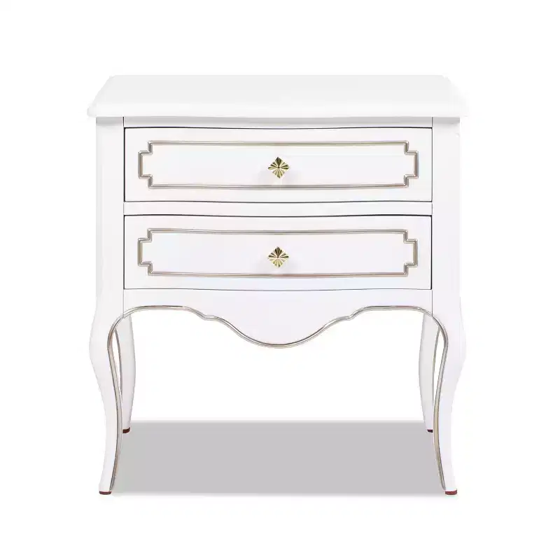 JTH LUXE Court 23.5 Wide Edwardian Storage Side Table, Soft White Birchwood
