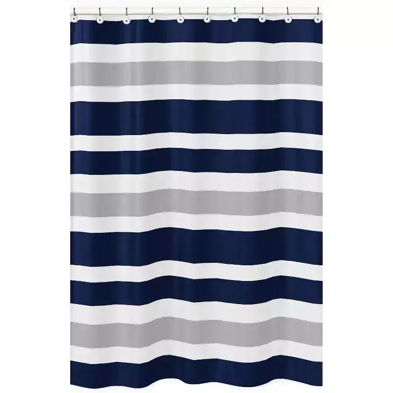 Sweet Jojo Designs Shower Curtain 72in.x72in. Stripe Blue Grey