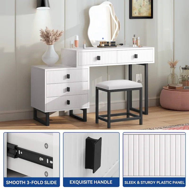 Moasis Expandable Cloud Vanity With Built-in Socket and Lighted Mirror - 49.90  H X 51.10  W X 15.70  D