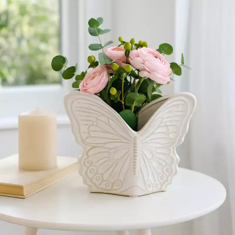 Butterfly Ceramic Planter for Decorative Flower Pots - Compact Indoor Planter for Shelf or Tabletop - Stylish Outdoor Planters for Modern Homes