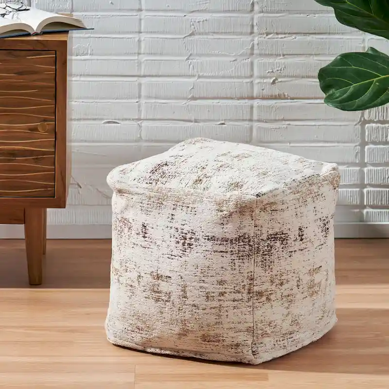 Boho Fabric Cube Pouf