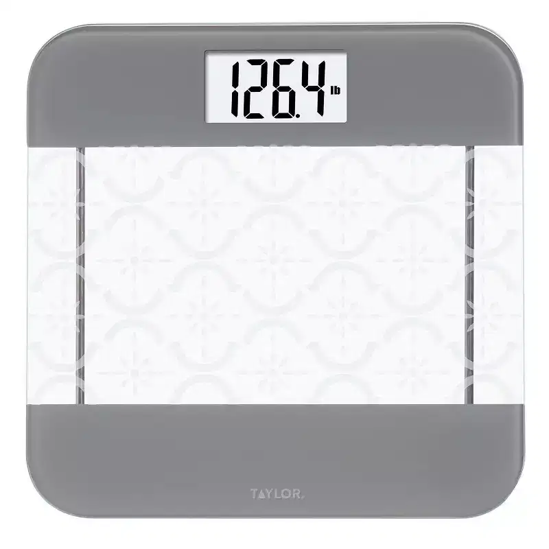 Taylor Glass Digital Bathroom Scale with Moroccan Frosted Design Clear
