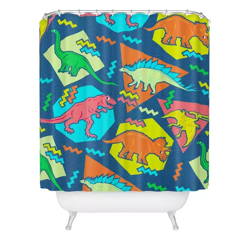 Deny Designs Kids' Chobopop 90s Dinosaur Pattern Shower Curtain