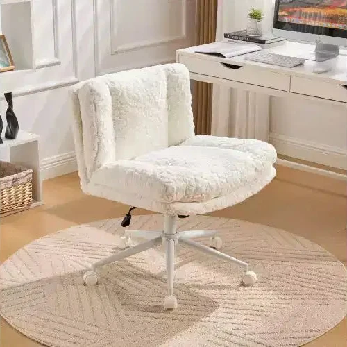 Plush Faux Alpaca Ergonomic Office Chair with Wide Seat and Swivel Base