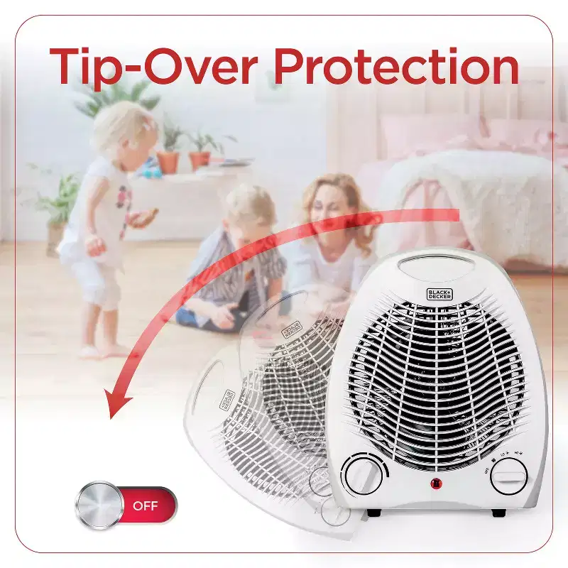 BLACK+DECKER 1,500-Watt-Max Personal Desktop Heater with Fan Setting in White