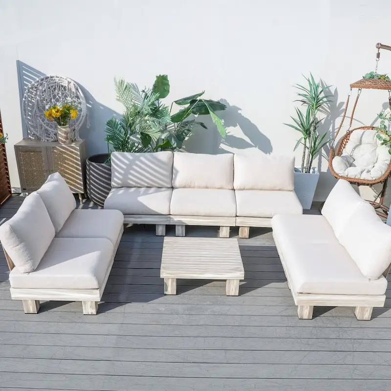 Outdoor Aluminum Conversation Sofa Set with Sponge-filled Cushion