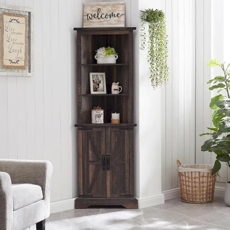 Farmhouse Corner Cabinet, 68 Tall Corner Cabinet, Corner Cabinet