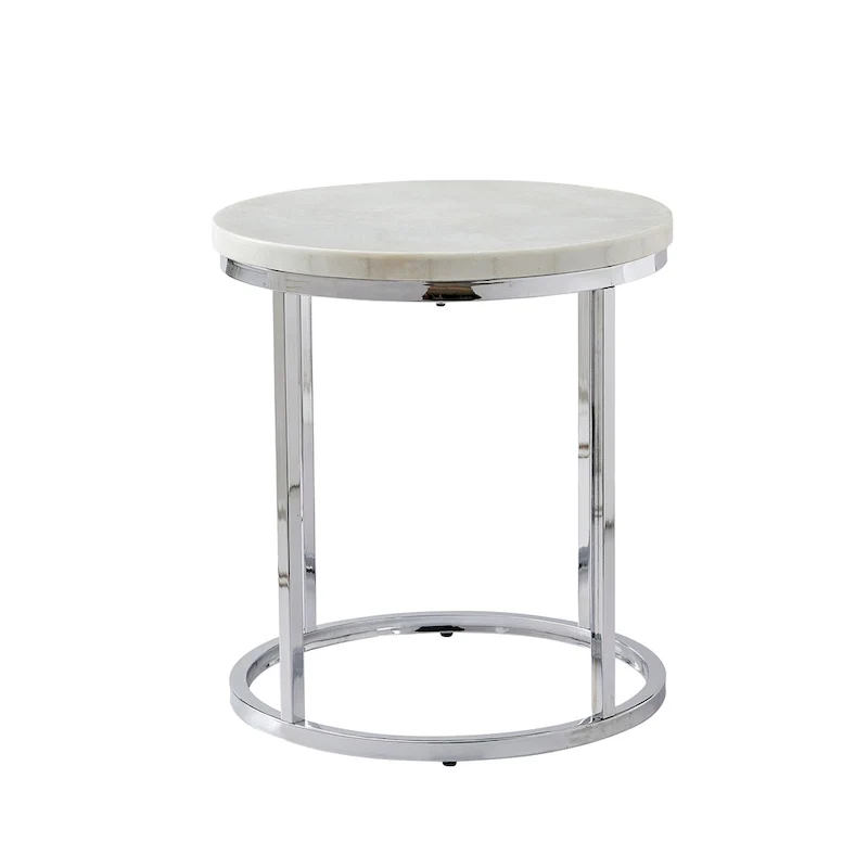 Eden White Marble Top Round Side Table