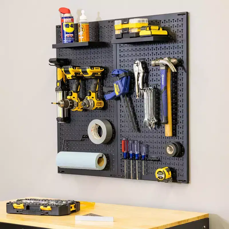 34 x 32 Steel Pegboard with 13 Attachments