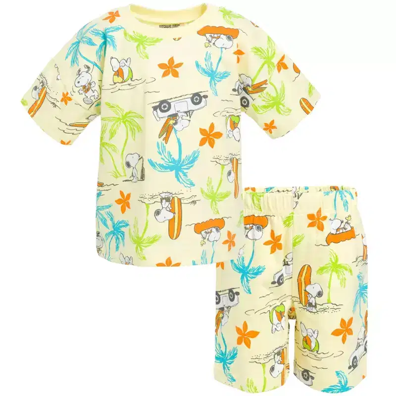 PEANUTS Snoopy Woodstock French Terry T-Shirt and Shorts Outfit Set Little Kid