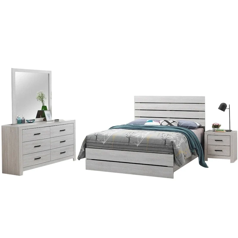 Wooden Queen Bedroom Set in Coastal White