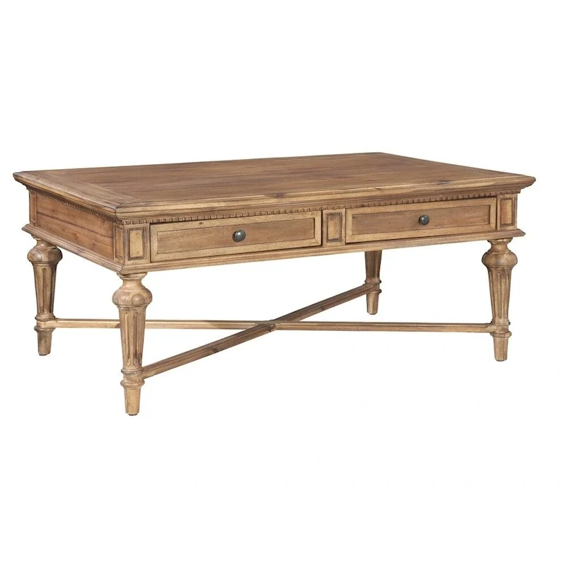 Wood Coffee Table in Natural Finish with Drawers