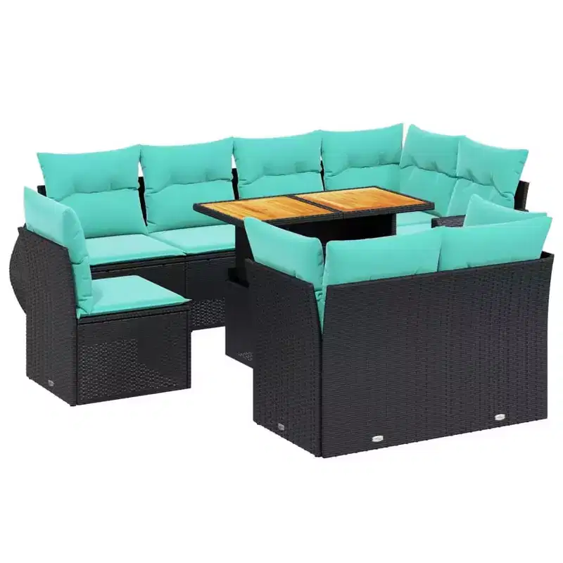 vidaXL Patio Sofa Set with Cushions Poly Rattan