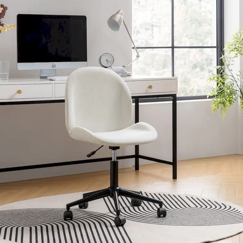 Modern Office Chair 360�� Swivel Armless with Metal Base