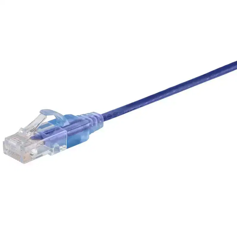 Monoprice SlimRun Cat6A Ethernet Patch Cable - Network Internet Cord - RJ45, Stranded, UTP, Pure Bare Copper Wire, 30AWG, 2ft, Purple, 10-Pack