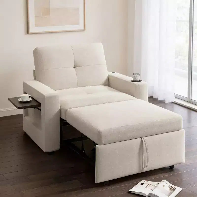 42.5 3-in-1 Convertible Sleeper Chair with Adjustable Backrest, USB Ports and Cup Holder