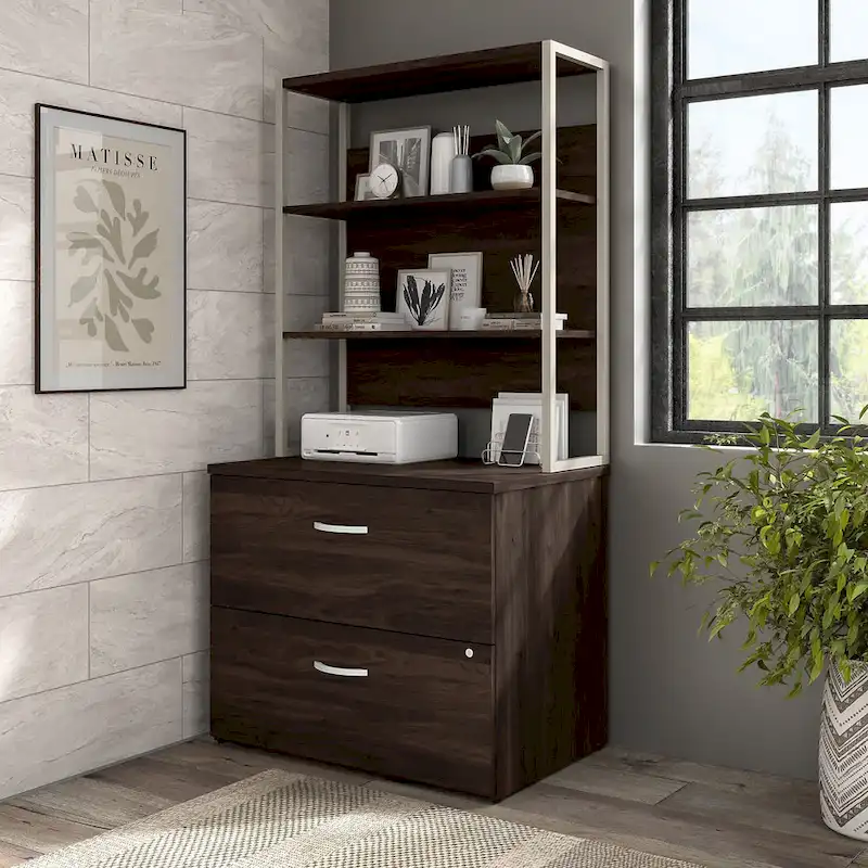 Hybrid Lateral File Cabinet with Shelves