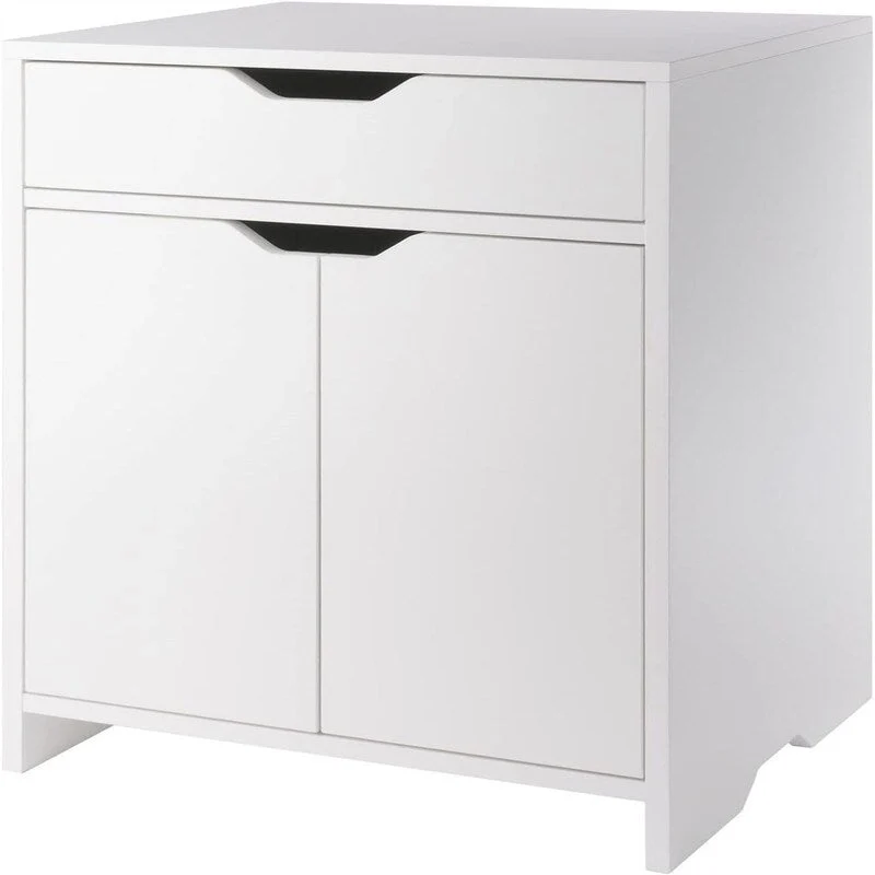White 2-Shelf Storage Cabinet with Drawer for Home Office