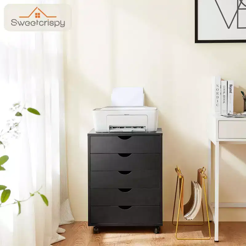 Mobile Filing Cabinet with Wooden Drawers & Wheels 鈥?25.3Hx18.7Wx15.7D, MDF