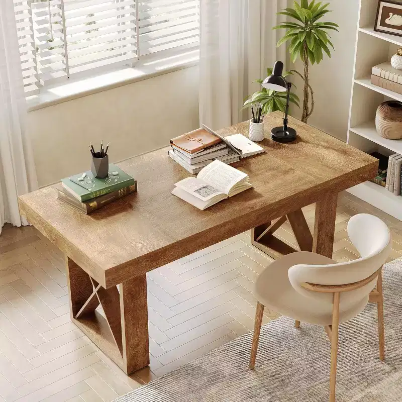 63 Farmhouse Computer Desk 鈥?MDF Writing Workstation for Home Office, Study Room