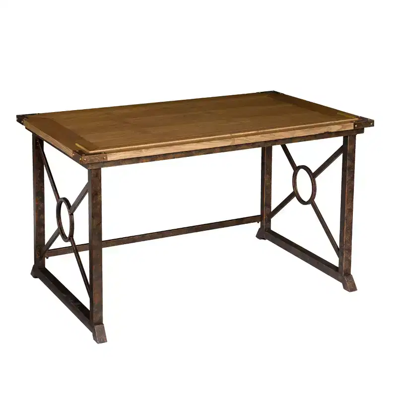 Industrial Tilt-Top Drafting Table �C Weathered Oak & Antique Brass, 51.5