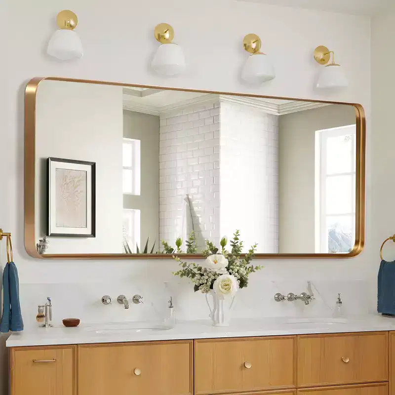 Aluminum Alloy Rounded Rectangle Faux Electroplated Floor Mirror, 162 x 53 x 5 cm (Deep Mirror - Bracketless)