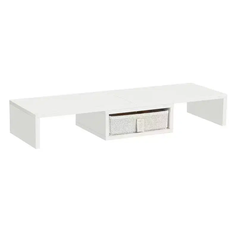 FurnitureR Desk Monitor Riser with Storage Shelf, Adjustable Computer Stand for Laptop or Monitor, Space-Saving Desk Organizer with Fabric Drawer
