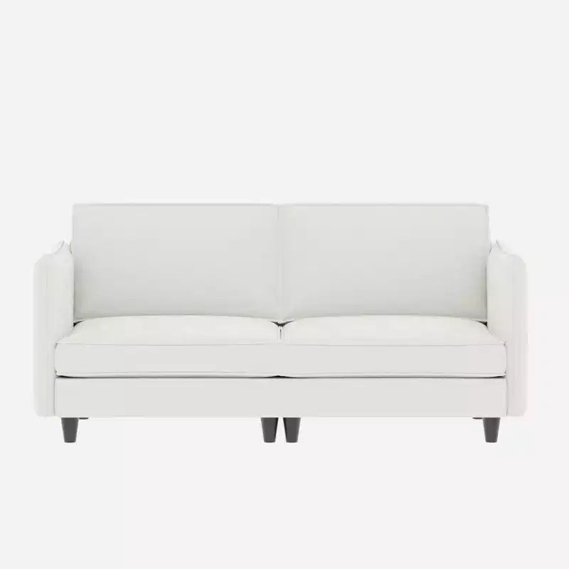 Modern Loveseat Sofa with Slim Armrests, Soft Cushions & Wooden Legs, for Living Room or Apartment, White