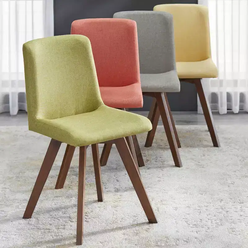 Buylateral Set of 4 Clybourn Mid Century Modern Upholstered Dining Chair : Mid-Century Modern, Upholstered, Rubberwood Legs